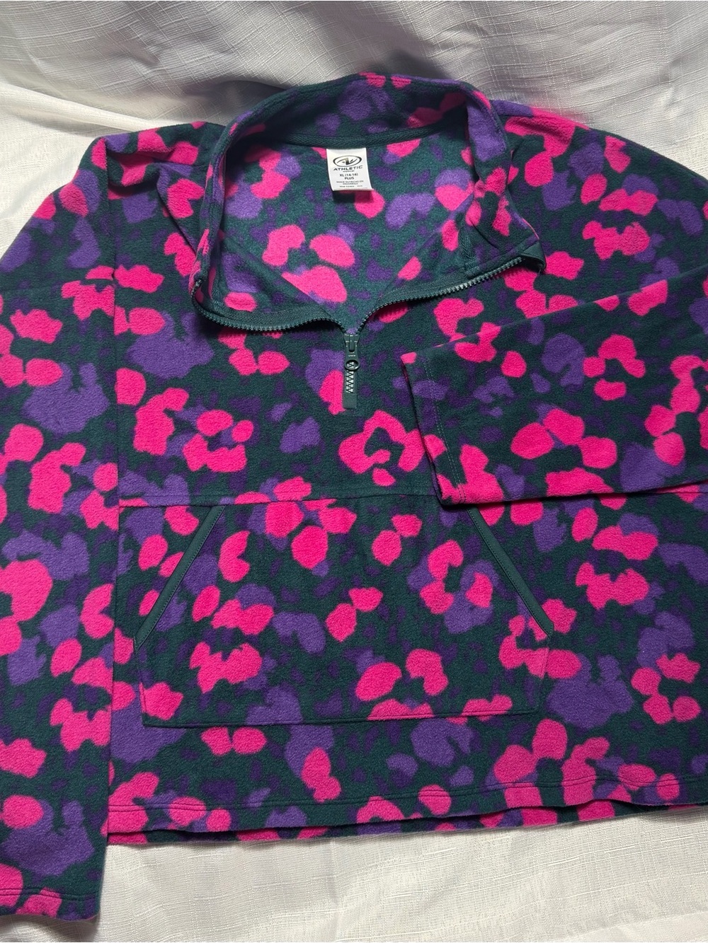 Athletic Works Purple & Hot Pink Half-Zip Fleece Hoodie